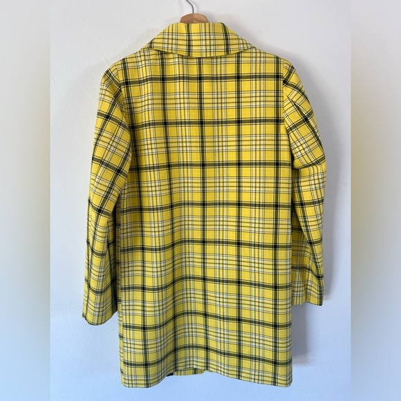 ASOS Yellow & Black Plaid Long Preppy Blazer Size 2 - Picture 6 of 10